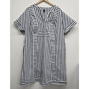 Emery Rose Women's Size 3XL Striped Dress Short Sleeve Mid Length Black White